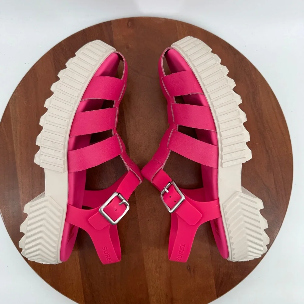 SOREL ONA Streetworks Fisherman Mid Gladiator Sandal  Pink Platform Women 12